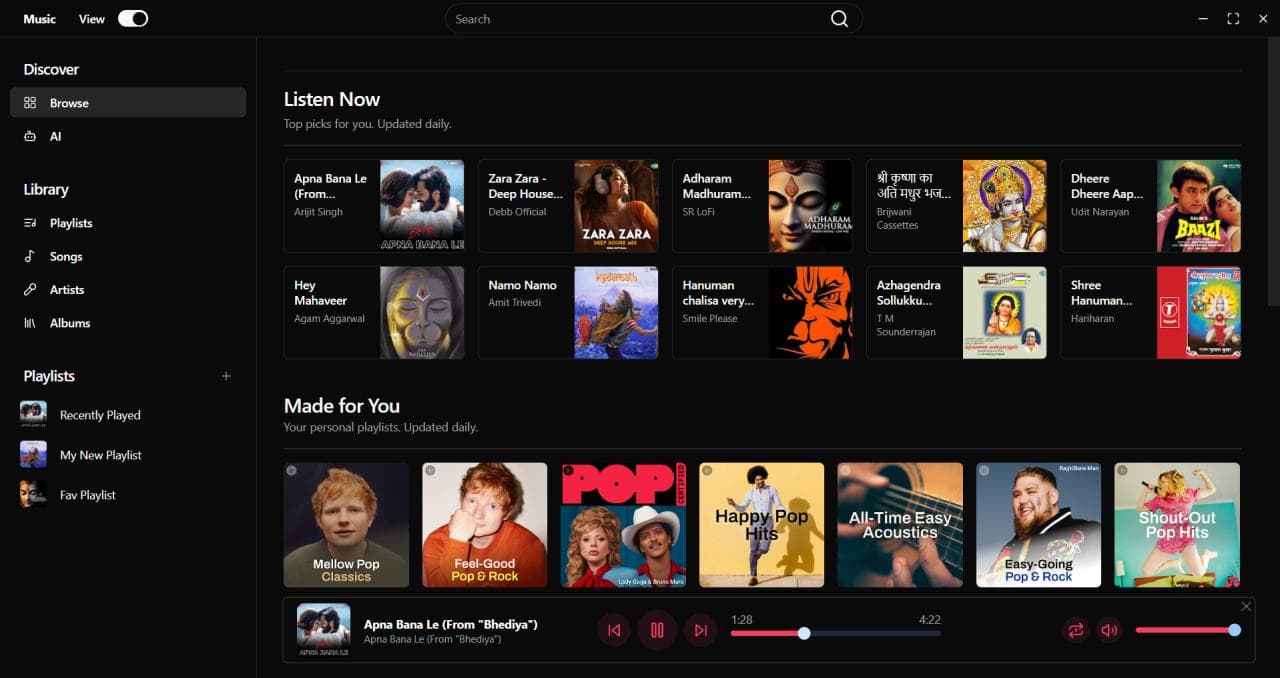 MySa-Music Streaming Desktop Application