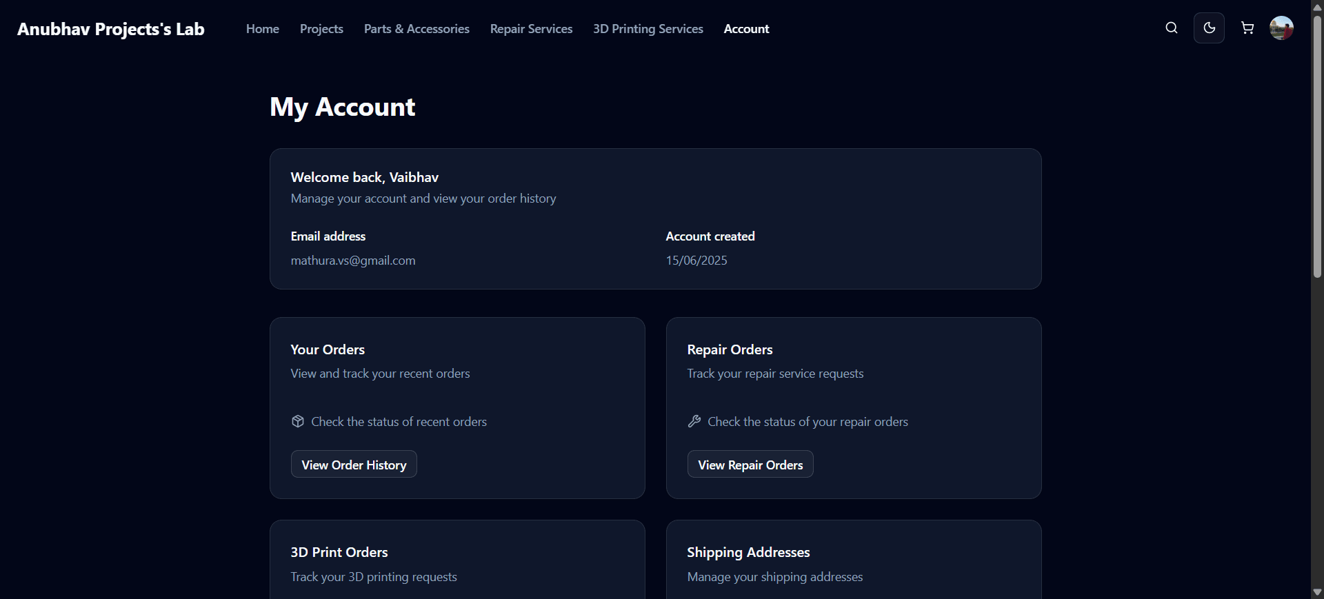 Account Page