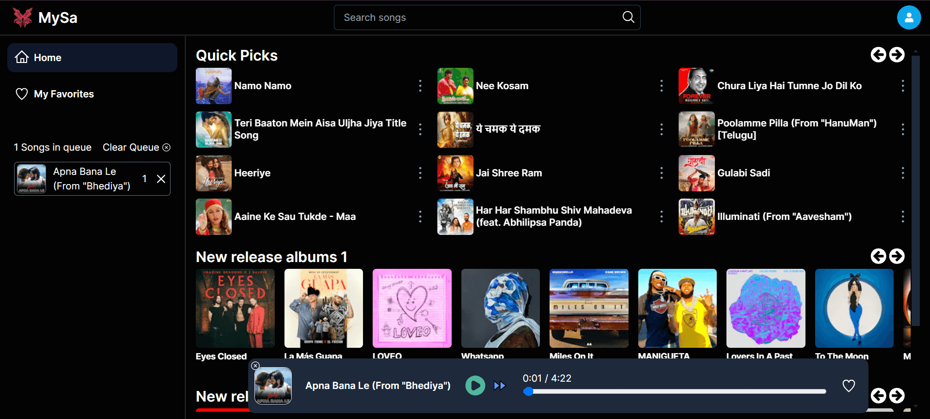 MySa-Music Streaming WebApp